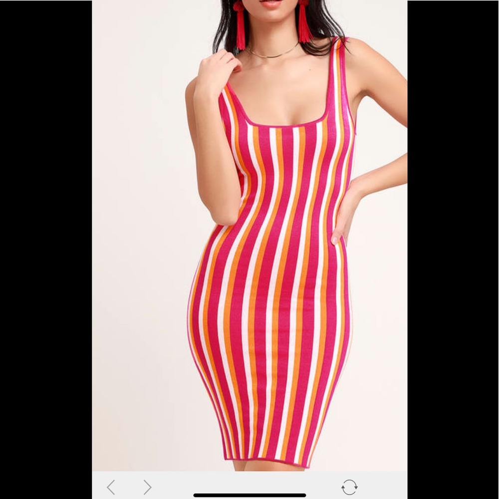 Lulus Hot Pink Multi Striped Sleeveless Bodycon 👗